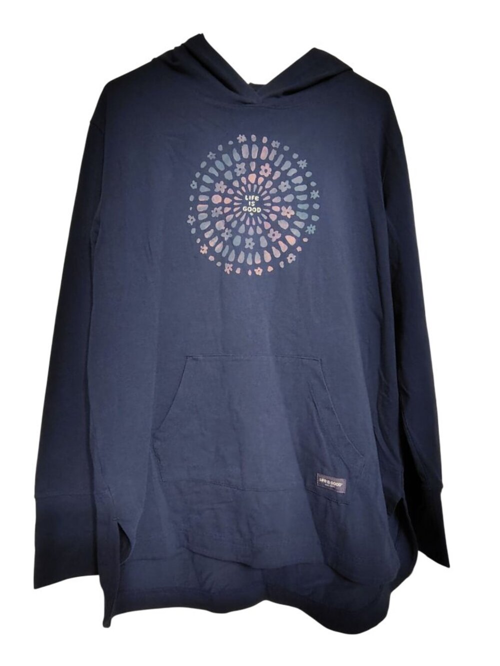 Life is Good Crusher Flex XL Hoodie Pullover Navy Blue Kangaroo Pocket, Cotton
